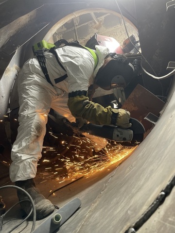 Maintenance sur un tambour sécheur de gravier à Saint-Herblain